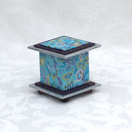 "Blue Paisley" Chiyogami Paper On 2"x2"x2" Tall Box
