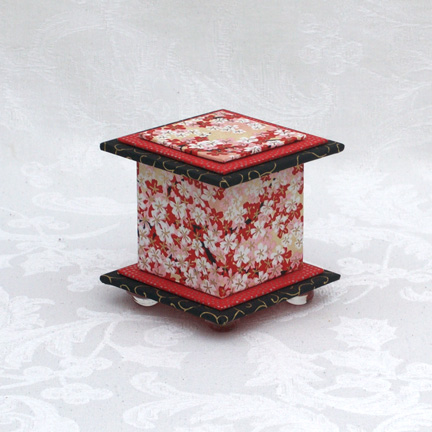"Bright Red Cherry" Chiyogami Paper On 2"x2"x2" Tall Box