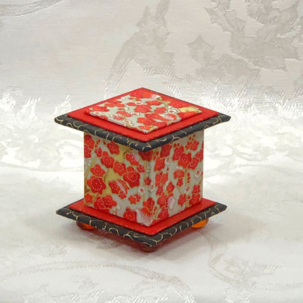 "Fire Cherry" Chiyogami Paper On 2"x2"x2" Tall Box