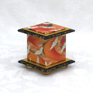 "Orange Crane Stream" Chiyogami Paper On 2"x2"x2" Tall Box