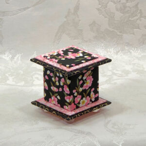 "Pink Blossoms on Black" Chiyogami Paper On 2"x2"x2" Tall Box