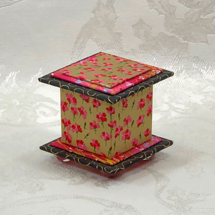"Pink Flowers on Gold" Chiyogami Paper On 2"x2"x2" Tall Box