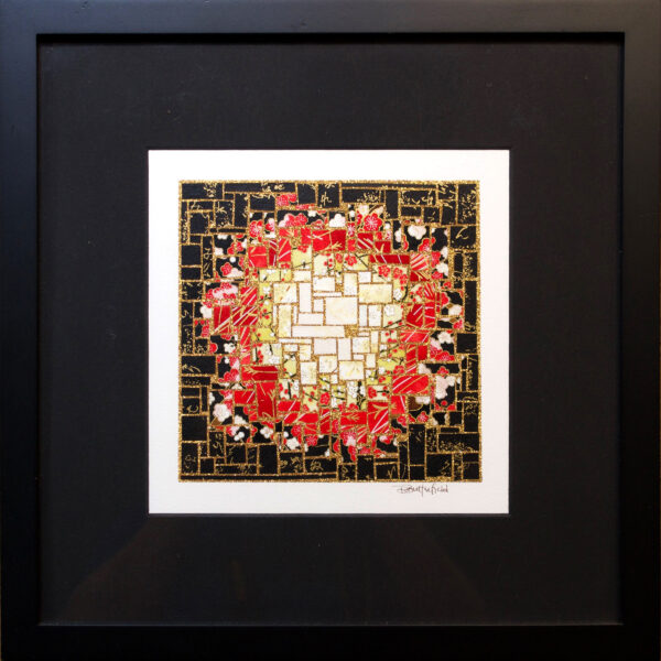 12.5"x12.5" Framed Matted "Volcano" Mosaic