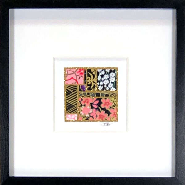 6"x6" Framed Matted Black & Pink Mosaic #01