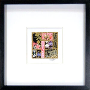 6"x6" Framed Matted Black & Pink Mosaic #02