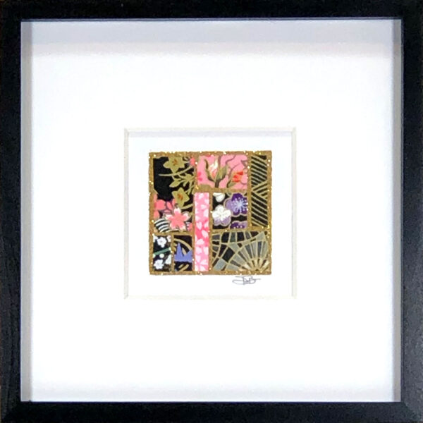 6"x6" Framed Matted Black & Pink Mosaic #02