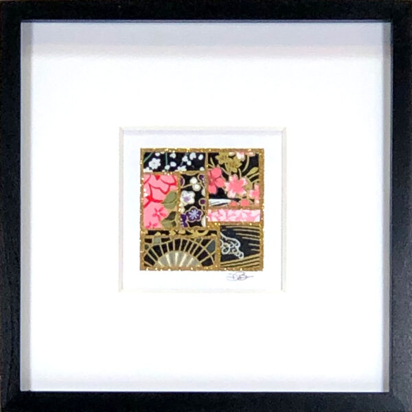 6"x6" Framed Matted Black & Pink Mosaic #03