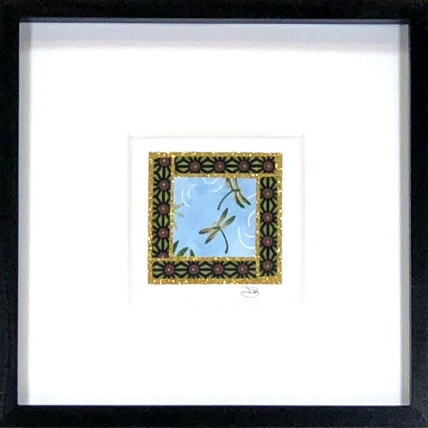 6"x6" Framed Matted Dragonfly Mosaic #04