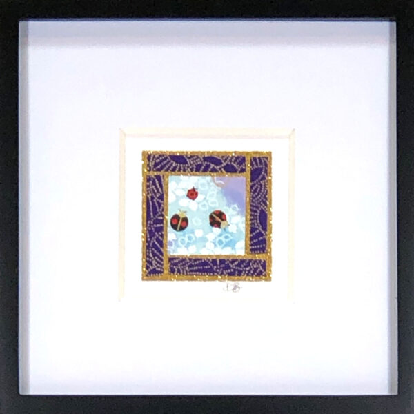 6"x6" Framed Matted Ladybug Mosaic #01