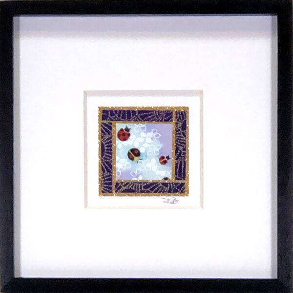 6"x6" Framed Matted Ladybug Mosaic #06
