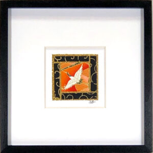 6"x6" Framed Matted Orange Crane Mosaic #01