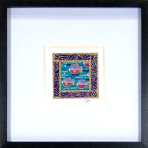 6"x6" Framed Matted Pisces Mosaic #03