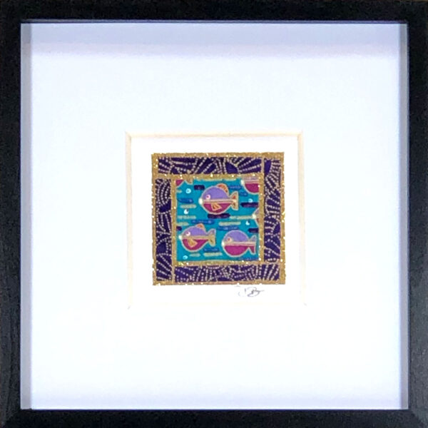 6"x6" Framed Matted Pisces Mosaic #03