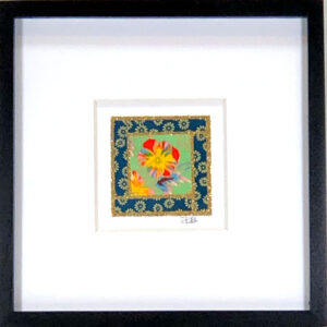 6"x6" Framed Matted Vintage Flower Mosaic #01