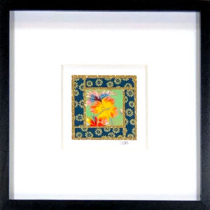 6"x6" Framed Matted Vintage Flower Mosaic #02