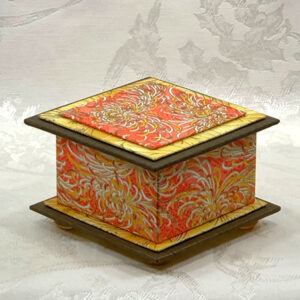 "Orange Mums" Chiyogami Paper On 3.5"x3.5" Box
