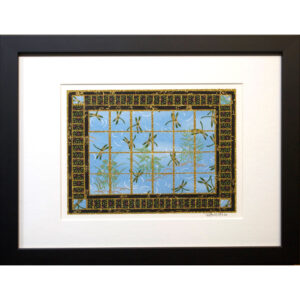 9"x12" Framed Matted Dragonflies 1 Mosaic