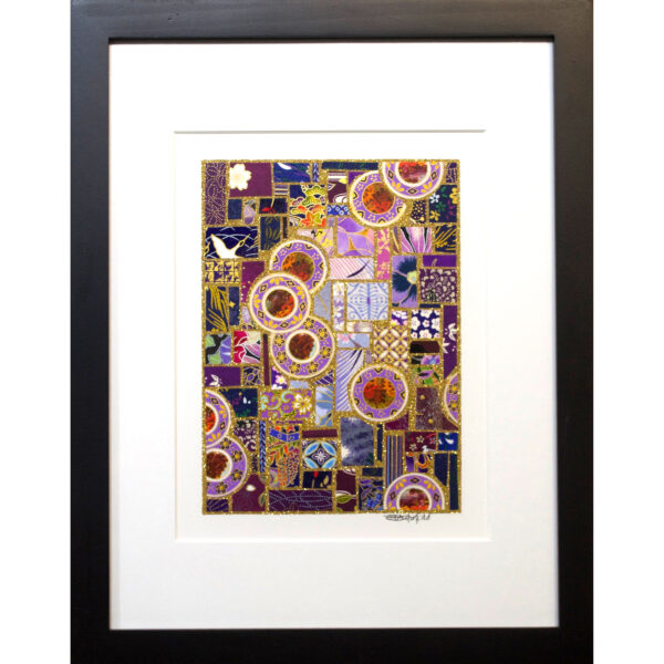 9"x12" Framed Matted Purple Coins Mosaic