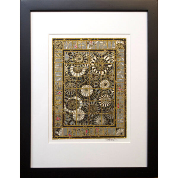 9"x12" Framed Matted Small Wheels Mosaic