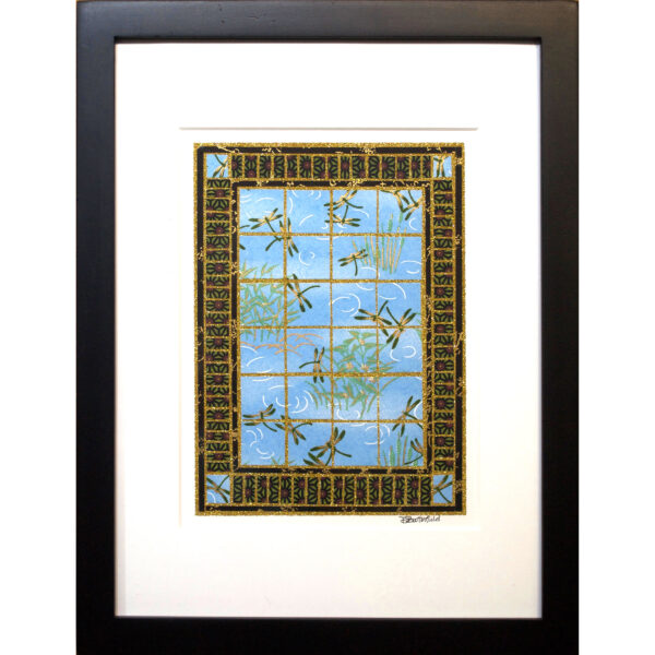 9"x12" Framed Matted Dragonflies 2 Mosaic