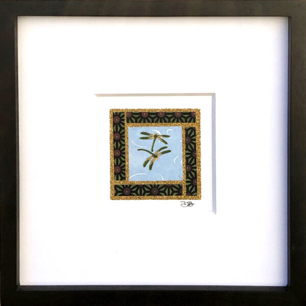 6"x6" Framed Matted Dragonfly Mosaic #03