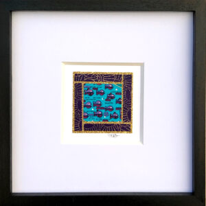 6"x6" Framed Matted Pisces Mosaic #07