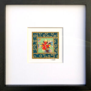 6"x6" Framed Matted Vintage Flower Mosaic #03