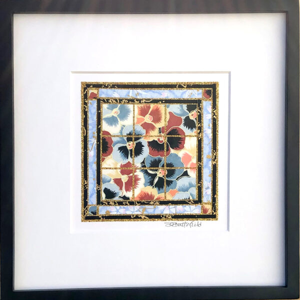 Framed Matted Blues and Browns Pansies