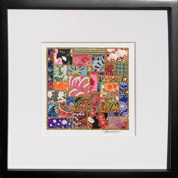 8"x8" Framed Matted Mixed Papers Mosaic #01