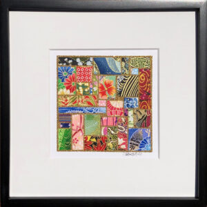 8"x8" Framed Matted Mixed Papers Mosaic #03