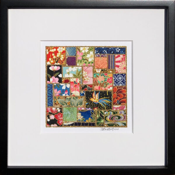 8"x8" Framed Matted Mixed Papers Mosaic #02