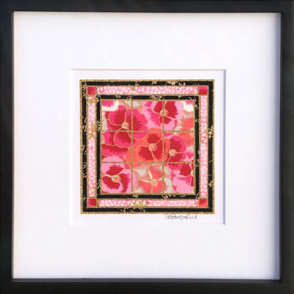 Framed Matted Pinks Pansies
