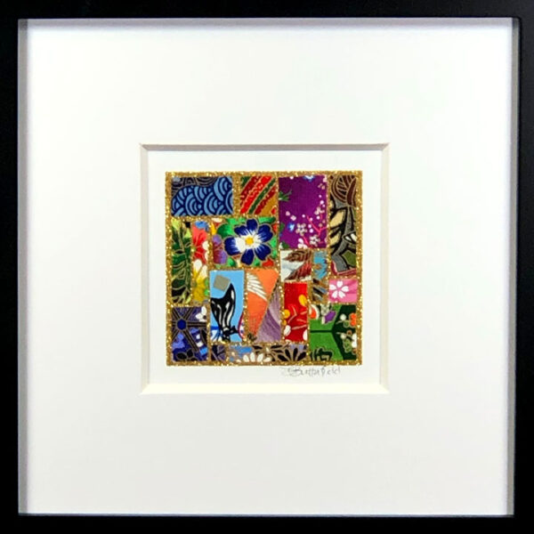 8"x8" Framed Matted 3"x3" Mosaic - Mixed Papers #01