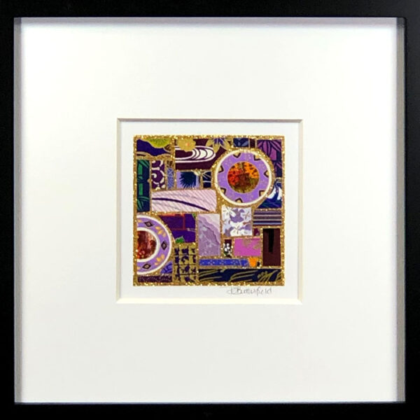8"x8" Framed Matted 3"x3" Mosaic - Coins on Mixed Purples #02