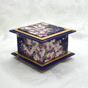 "Purple Blossom Stream" Washi Covered 3.5" x 3.5" Box