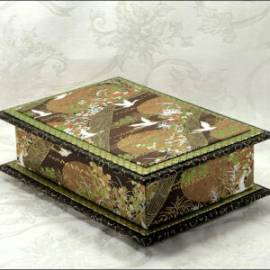 "Cranes On Brown Moon" Washi Covered 8.5" x 5.5" Box