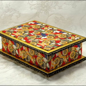 "Coins On Red" Washi Covered 8.5" x 5.5" Box