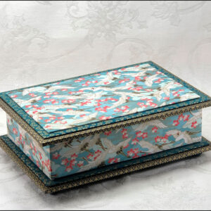 "Teal Cranes" Washi Covered 8.5" x 5.5" Box