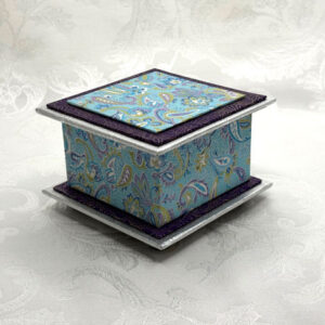 "Blue Paisley" Washi Covered 3.5" x 3.5" Box