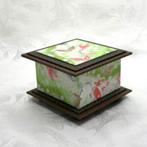 "Butterflies On Green" Washi Covered 3.5" x 3.5" Box