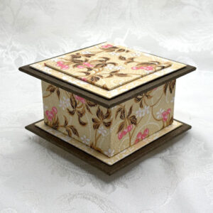 "Pink Cherries On Beige" Washi Covered 3.5" x 3.5" Box