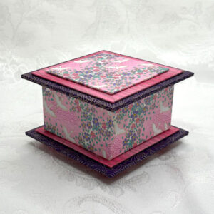 "White Cranes On Pink" Washi Covered 3.5" x 3.5" Box