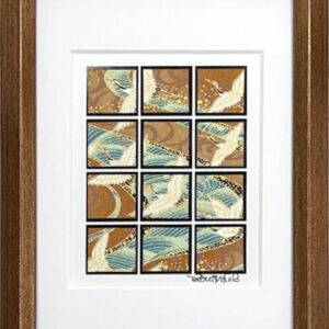 5"x7" Framed Matted Teal Crane Sampler #01